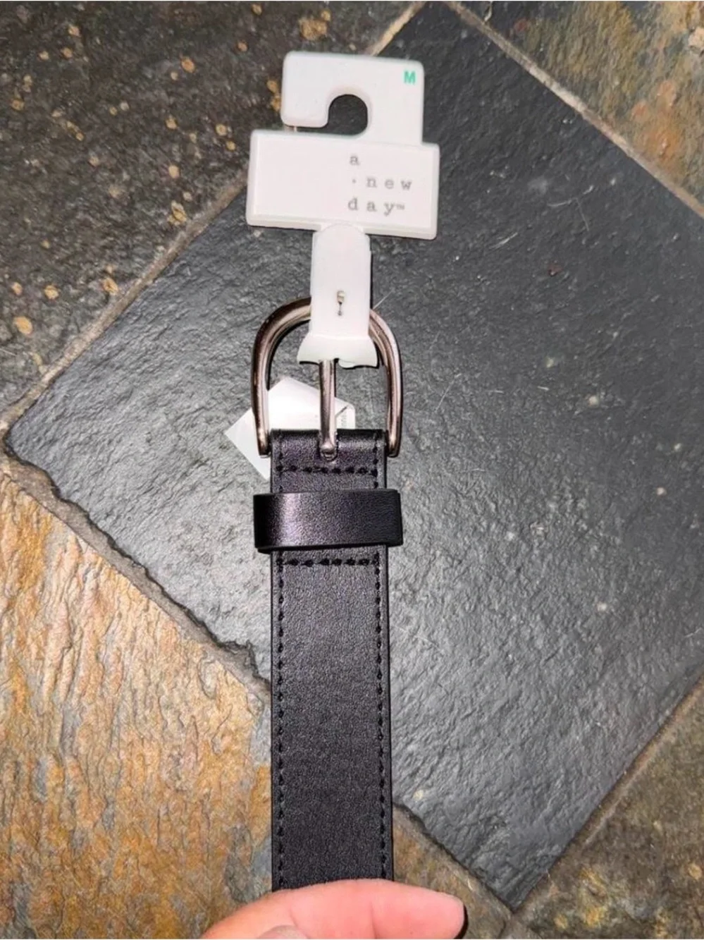 a new day Black Leather Women’s Belt with Silver Buckle